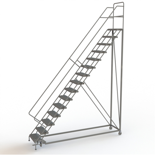 Safety Slope Rolling Ladder, 15 Steps, Serrated, 50° Incline, 150" High Helyx Safety & Industrial Supplies