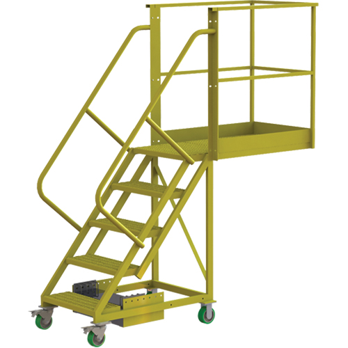 Cantilever Rolling Ladder, Unsupported, 5 Steps, 40" Platform Depth, 50" Platform Height Helyx Safety & Industrial Supplies
