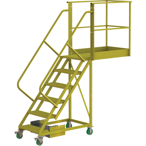 Cantilever Rolling Ladder, Unsupported, 6 Steps, 40" Platform Depth, 60" Platform Height Helyx Safety & Industrial Supplies