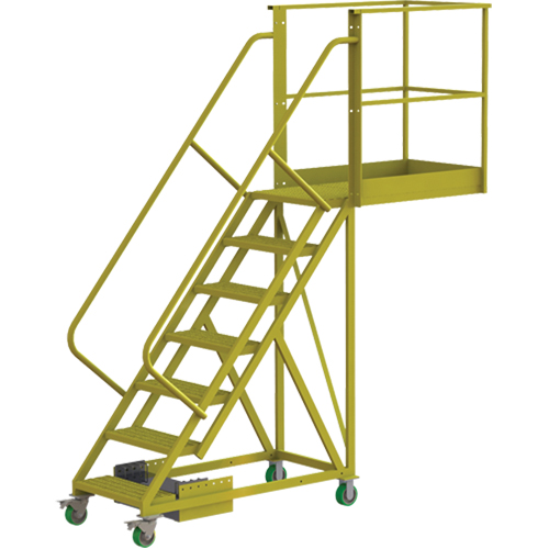 Cantilever Rolling Ladder, Unsupported, 7 Steps, 40" Platform Depth, 70" Platform Height Helyx Safety & Industrial Supplies