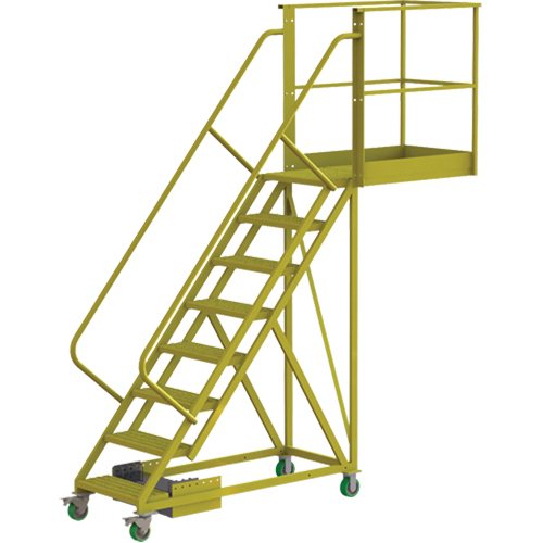 Cantilever Rolling Ladder, Unsupported, 8 Steps, 40" Platform Depth, 80" Platform Height Helyx Safety & Industrial Supplies