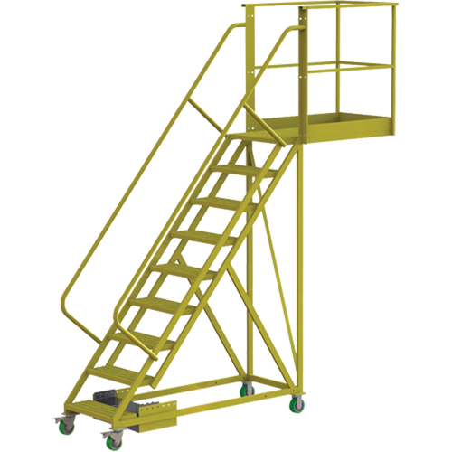 Cantilever Rolling Ladder, Unsupported, 9 Steps, 40" Platform Depth, 90" Platform Height Helyx Safety & Industrial Supplies