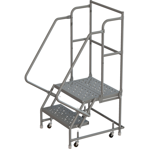 Deep Top Step Rolling Ladder, 2 Steps, 16" Step Width, 20" Platform Height, Steel Helyx Safety & Industrial Supplies