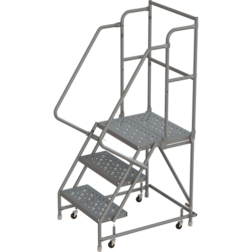 Deep Top Step Rolling Ladder, 3 Steps, 16" Step Width, 30" Platform Height, Steel Helyx Safety & Industrial Supplies