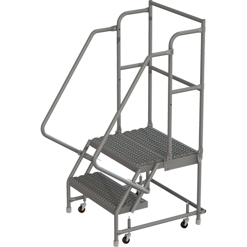 Deep Top Step Rolling Ladder, 2 Steps, 16" Step Width, 20" Platform Height, Steel Helyx Safety & Industrial Supplies