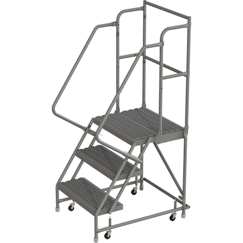 Deep Top Step Rolling Ladder, 3 Steps, 16" Step Width, 30" Platform Height, Steel Helyx Safety & Industrial Supplies