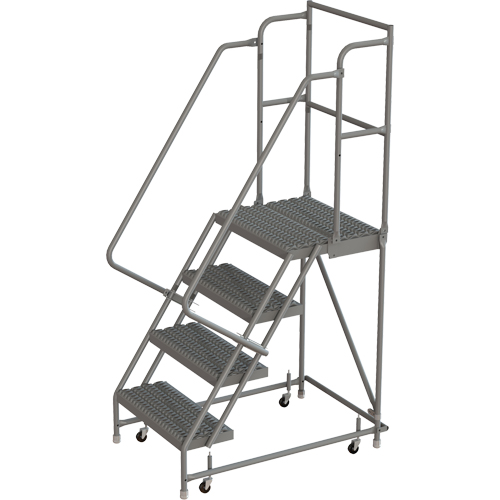 Deep Top Step Rolling Ladder, 4 Steps, 24" Step Width, 40" Platform Height, Steel Helyx Safety & Industrial Supplies