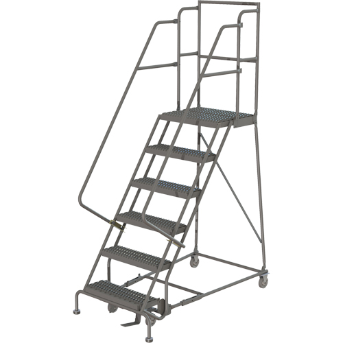 Deep Top Step Rolling Ladder, 6 Steps, 16" Step Width, 60" Platform Height, Steel Helyx Safety & Industrial Supplies