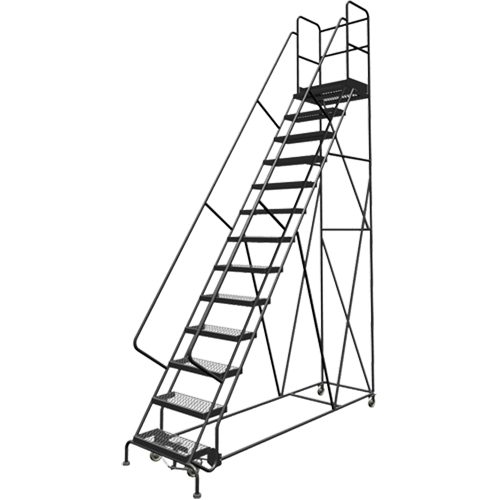Deep Top Step Rolling Ladder, 13 Steps, 24" Step Width, 130" Platform Height, Steel Helyx Safety & Industrial Supplies