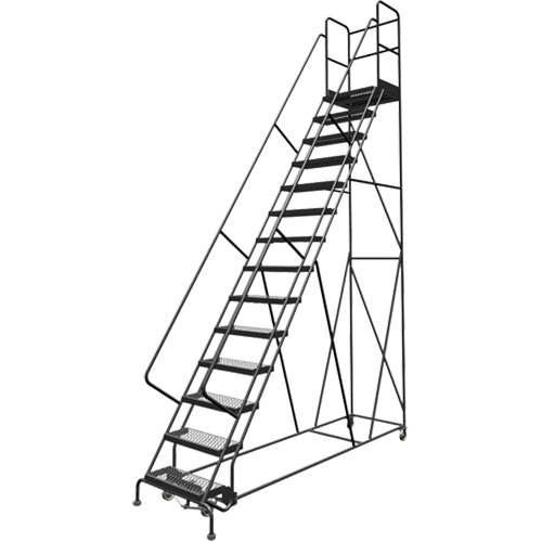 Deep Top Step Rolling Ladder, 14 Steps, 24" Step Width, 140" Platform Height, Steel Helyx Safety & Industrial Supplies