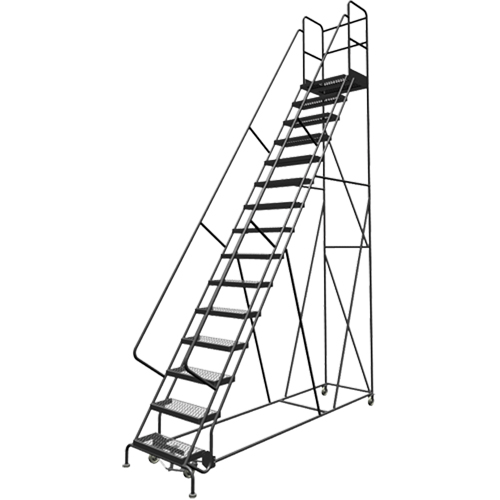Deep Top Step Rolling Ladder, 15 Steps, 24" Step Width, 150" Platform Height, Steel Helyx Safety & Industrial Supplies