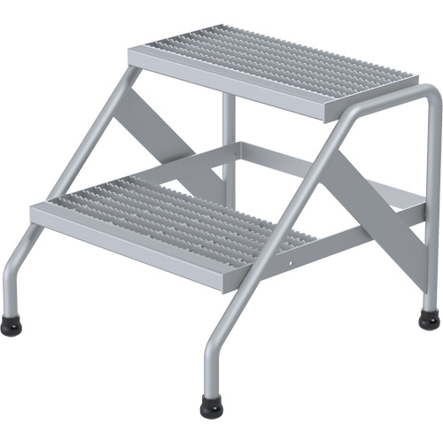 Aluminum Step Stand, 2 Step(s), 22-13/16" W x 24-9/16" L x 20" H, 500 lbs. Capacity Helyx Safety & Industrial Supplies