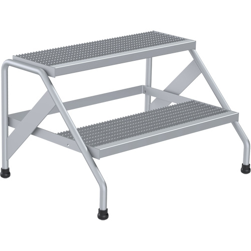 Aluminum Step Stand, 2 Step(s), 32-13/16" W x 24-9/16" L x 20" H, 500 lbs. Capacity Helyx Safety & Industrial Supplies