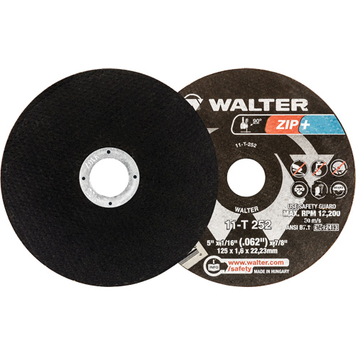 Zip+ Right Angle Grinder Reinforced Cut-Off Wheels, 5" x 1/16", 7/8" Arbor, Type 1, Zirconia Alumina, 12200 RPM Helyx Safety & Industrial Supplies