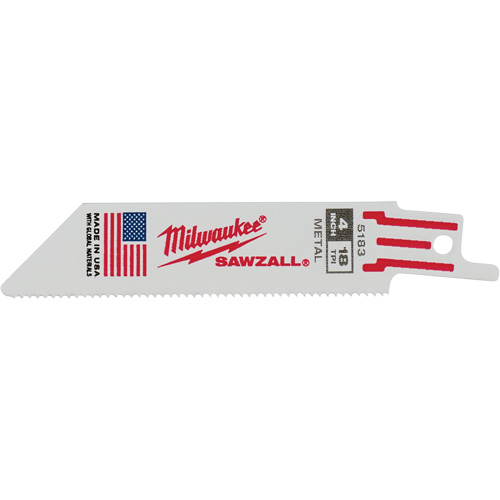 Sawzall&reg; Reciprocating Saw Blade, Bi-Metal, 18 TPI, 4" L x 3/4" W Helyx Safety & Industrial Supplies