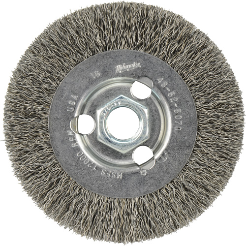 Crimped Wire Wheel, 4" Dia., 0.12" Fill, 5/8"-11 Arbor Helyx Safety & Industrial Supplies