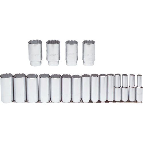 Socket Set, 19 Pcs, 1/2" Drive Size, Deep Helyx Safety & Industrial Supplies