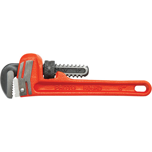 Heavy-Duty Cast Iron Pipe Wrench, 3/4" Jaw Capacity, 6" Long, Powder Coated Finish, None Handle Helyx Safety & Industrial Supplies