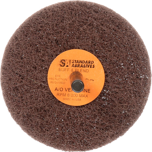 Standard Abrasives Buff & Blend Wheel, 3" Dia. x 1" W, 1/4" Arbor, Aluminum Oxide Helyx Safety & Industrial Supplies