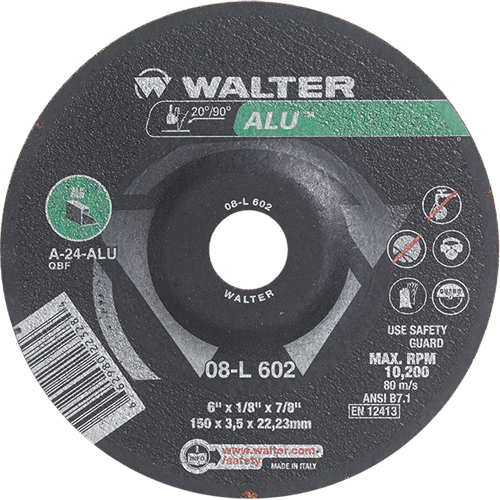 Meules &agrave; moyeu d&eacute;port&eacute; - Aluminium type 27, 6" x 1/8", Arbre de 7/8", Type 27 Helyx Safety & Industrial Supplies