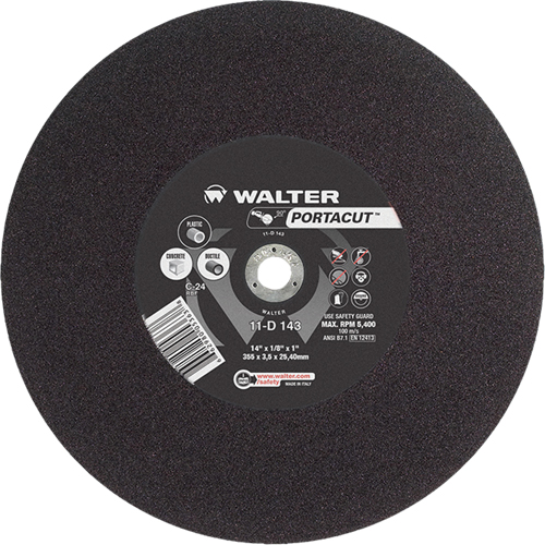 Portacut High Speed Cut-Off Wheel, 14" x 1/8", 1" Arbor, Type 1, Silicon Carbide, 5400 RPM Helyx Safety & Industrial Supplies