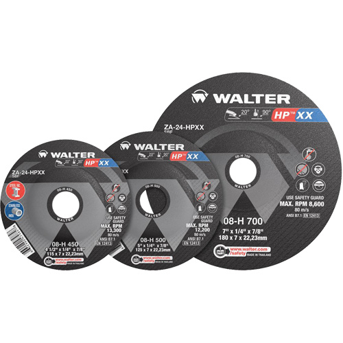 HP XX Grinding Wheel, 4-1/2" x 1/4", 7/8" Arbor, Type 27S Helyx Safety & Industrial Supplies