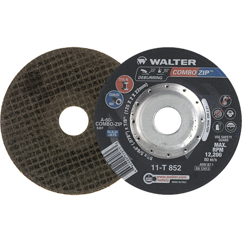 Meules &agrave; tronçonner renforc&eacute;es pour meuleuse &agrave; angle droit - Combo Zip, 5" x 5/64", Arbre de 7/8", Type 27 Helyx Safety & Industrial Supplies