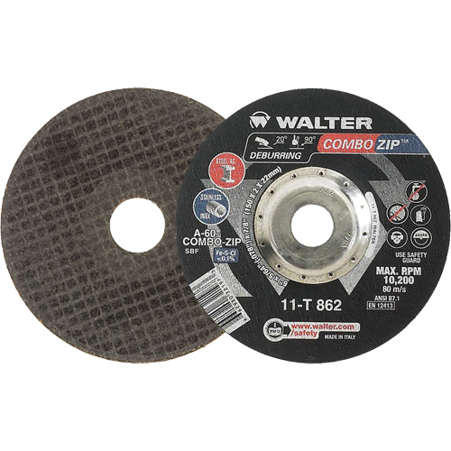 Meules &agrave; tronçonner renforc&eacute;es pour meuleuse &agrave; angle droit - Combo Zip, 6" x 5/64", Arbre de 7/8", Type 27 Helyx Safety & Industrial Supplies