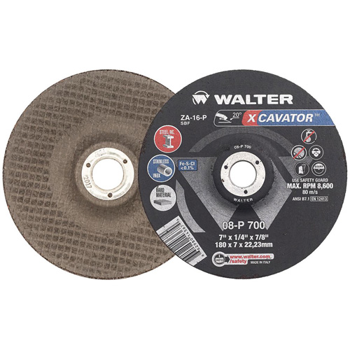 XCAVATOR Grinding Wheel, 7" x 1/4", 7/8" Arbor, Zirconium, Type 27 Helyx Safety & Industrial Supplies