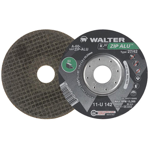 Zip Alu Cut-Off Wheel, 5" x 3/64", 7/8" Arbor, Type 27, Aluminum Oxide, 12200 RPM Helyx Safety & Industrial Supplies