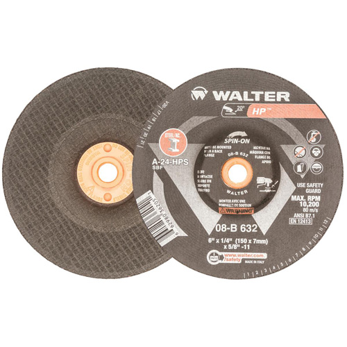 HP Grinding and Cutting Wheel, 6" x 1/8", 5/8"-11 Arbor, Aluminum Oxide, Type 27 Helyx Safety & Industrial Supplies