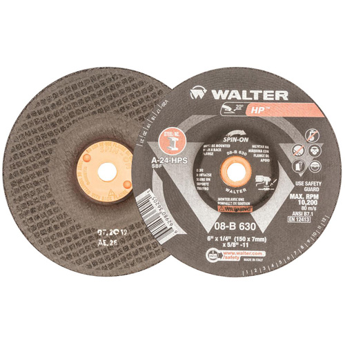 HP Grinding and Cutting Wheel, 6" x 1/4", 5/8"-11 Arbor, Aluminum Oxide, Type 27 Helyx Safety & Industrial Supplies