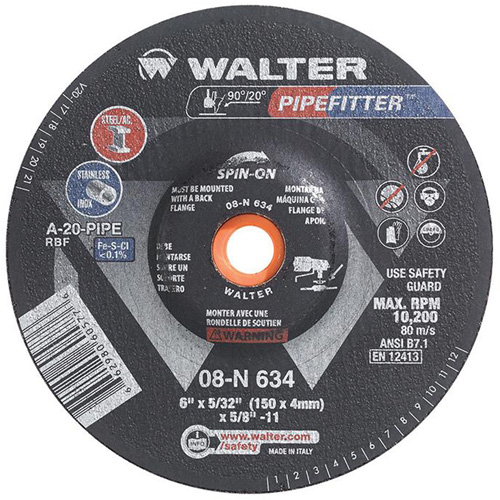 Meule PIPEFITTER, 6" x 5/32", Oxyde d'aluminium, Type 27 Helyx Safety & Industrial Supplies
