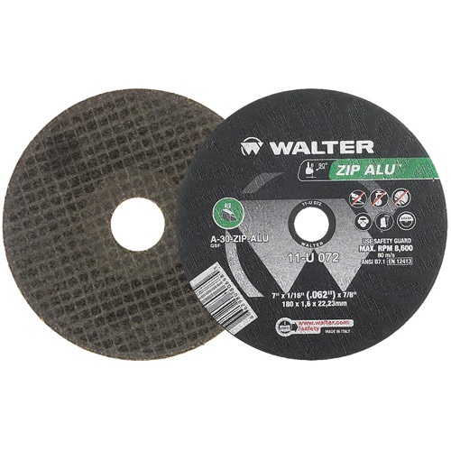 Zip Alu Cut-Off Wheel, 7" x 3/64", 7/8" Arbor, Type 1, Aluminum Oxide, 8600 RPM Helyx Safety & Industrial Supplies