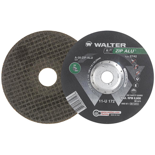 Zip Alu Cut-Off Wheel, 7" x 1/16", 7/8" Arbor, Type 27, Aluminum Oxide, 8600 RPM Helyx Safety & Industrial Supplies