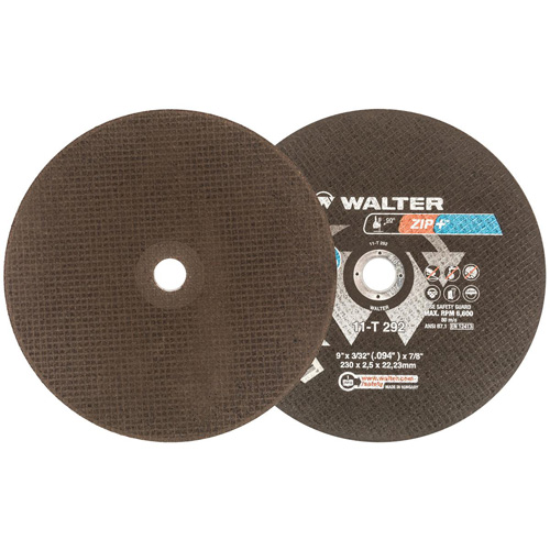 Meule &agrave; tronçonner pour usage intensif Zip+Xtra, 9" x 3/32", Arbre de 7/8", Type 1, Oxyde d'aluminium, 6600 Tr/min Helyx Safety & Industrial Supplies
