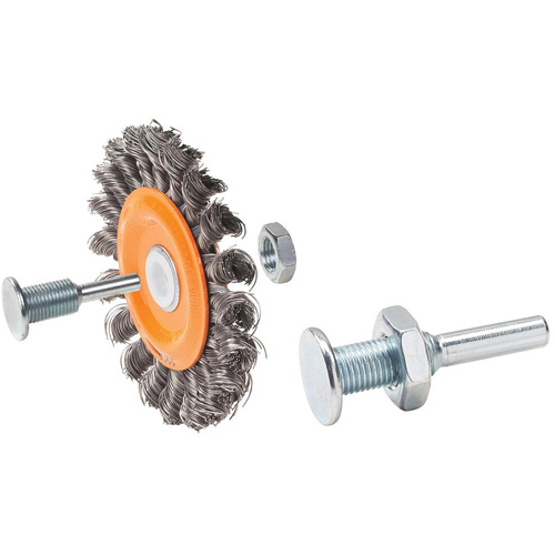 Reversible Mounted Knot-Twisted Wire Wheel, 4" Dia., 0.0118" Fill, 5/8" Arbor, Steel Helyx Safety & Industrial Supplies