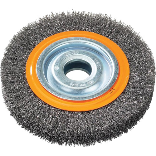 Crimped Wire Bench Wheel Brush, 6" Dia., 0.0118" Fill, 1/2" - 1/4" Arbor Helyx Safety & Industrial Supplies