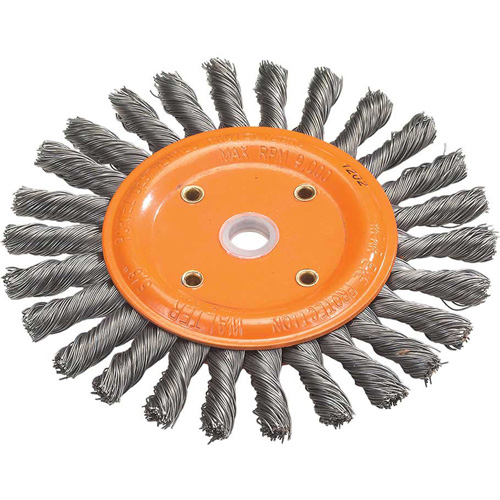 Knot-Twisted Wire Bench Wheel, 8" Dia., 0.0118" Fill, 5/8" Arbor, Steel Helyx Safety & Industrial Supplies