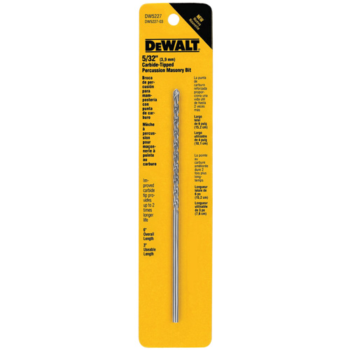 4-Flute Hammer Drill Bit, 5/32", 3-Flat Shank, Carbide Helyx Safety & Industrial Supplies