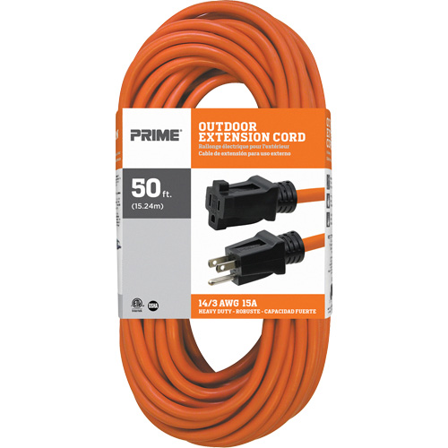 Vinyl Extension Cord, Outdoor, SJTW, 14/3 AWG, 15 A, 50' Helyx Safety & Industrial Supplies