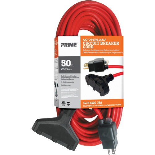 Cordon rallonge en vinyle, Ext&eacute;rieur, SJTW, AWG 14/3, 15 A, 3 prise(s), 50' Helyx Safety & Industrial Supplies