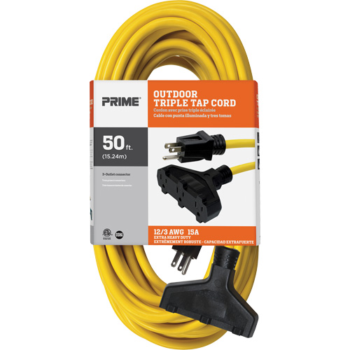 Cordon rallonge en vinyle, Ext&eacute;rieur, SJTW, AWG 12/3, 15 A, 3 prise(s), 50' Helyx Safety & Industrial Supplies