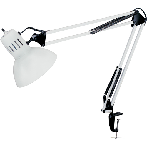 Swing Arm Clamp-On Desk Lamps, 100 W, Incandescent, C-Clamp, 36" Neck, White Helyx Safety & Industrial Supplies