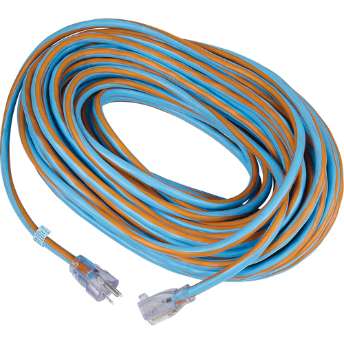 Arctic Blue TPE-Rubber Locking Extension Cord, All-Weather, SJEOW, 12/3 AWG, 15 A, 100' Helyx Safety & Industrial Supplies