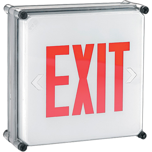 Enseignes Exit Aqua NEMA 4x, DEL, &agrave; raccordement fixe, 11-3/4" lo x 11-3/4" la, Anglais Helyx Safety & Industrial Supplies