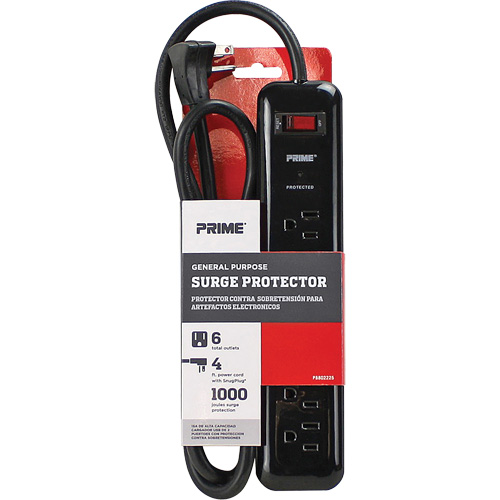 Surge Protector, 6 Outlets, 1000 J, 1875, 4' Cord Helyx Safety & Industrial Supplies