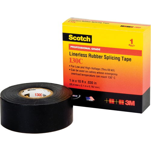 Rubans isolants en caoutchouc sans doublure Scotch 130C, 25,4 mm (1") x 9,14 m (30'), Noir Helyx Safety & Industrial Supplies