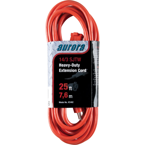 Vinyl Extension Cord, Outdoor, SJTW, 14/3 AWG, 15 A, 25' Helyx Safety & Industrial Supplies