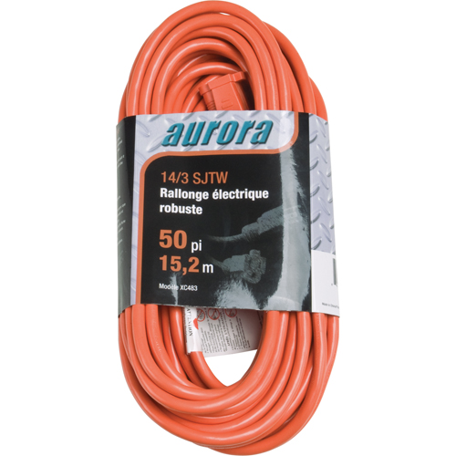 Vinyl Extension Cord, Outdoor, SJTW, 14/3 AWG, 15 A, 50' Helyx Safety & Industrial Supplies